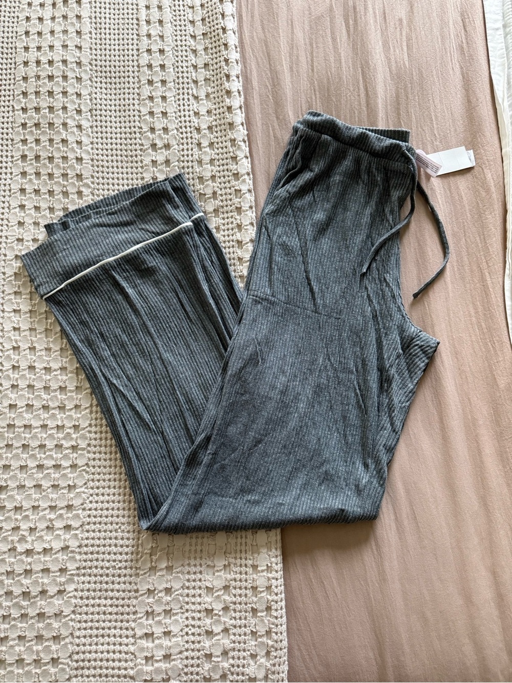 NEW Auden Gray Ribbed Knit Pajama Pants Size S